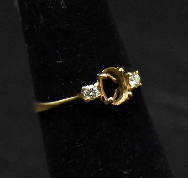 Vintage 14k Gold and Diamonds Semi-Mount Ring - Size 4