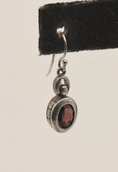 UNMATCHED Vintage Red Garnet and Sterling Silver Dangle Earring