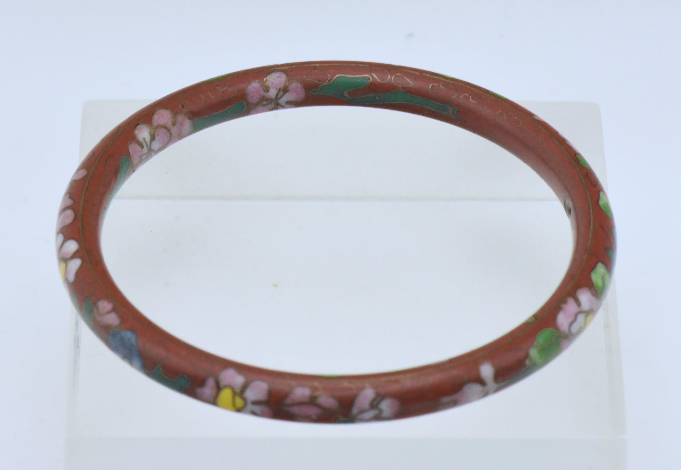 Vintage Red Cloisonne Bangle Bracelet
