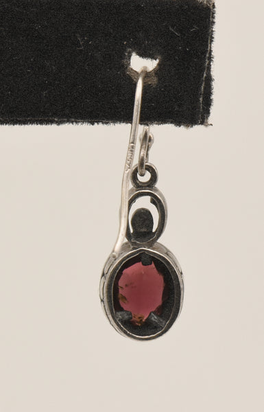 UNMATCHED Vintage Red Garnet and Sterling Silver Dangle Earring