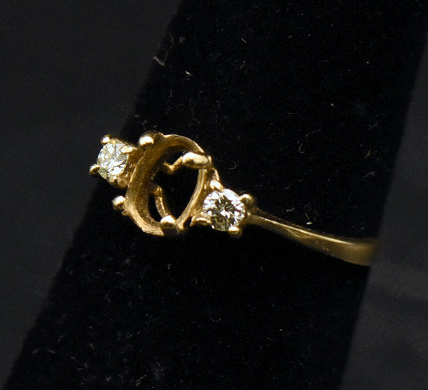 Vintage 14k Gold and Diamonds Semi-Mount Ring - Size 4