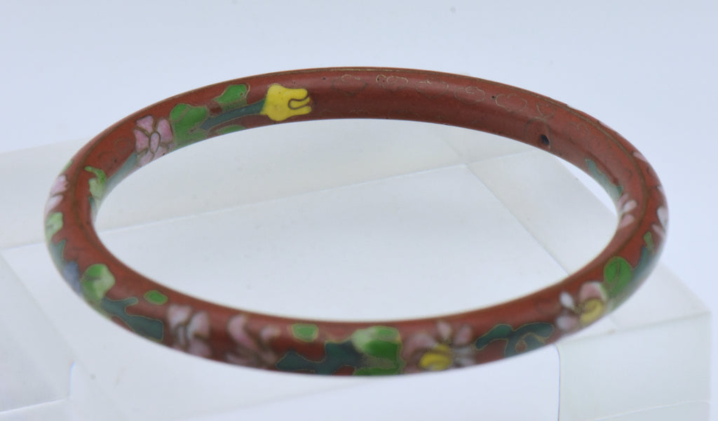 Vintage Red Cloisonne Bangle Bracelet