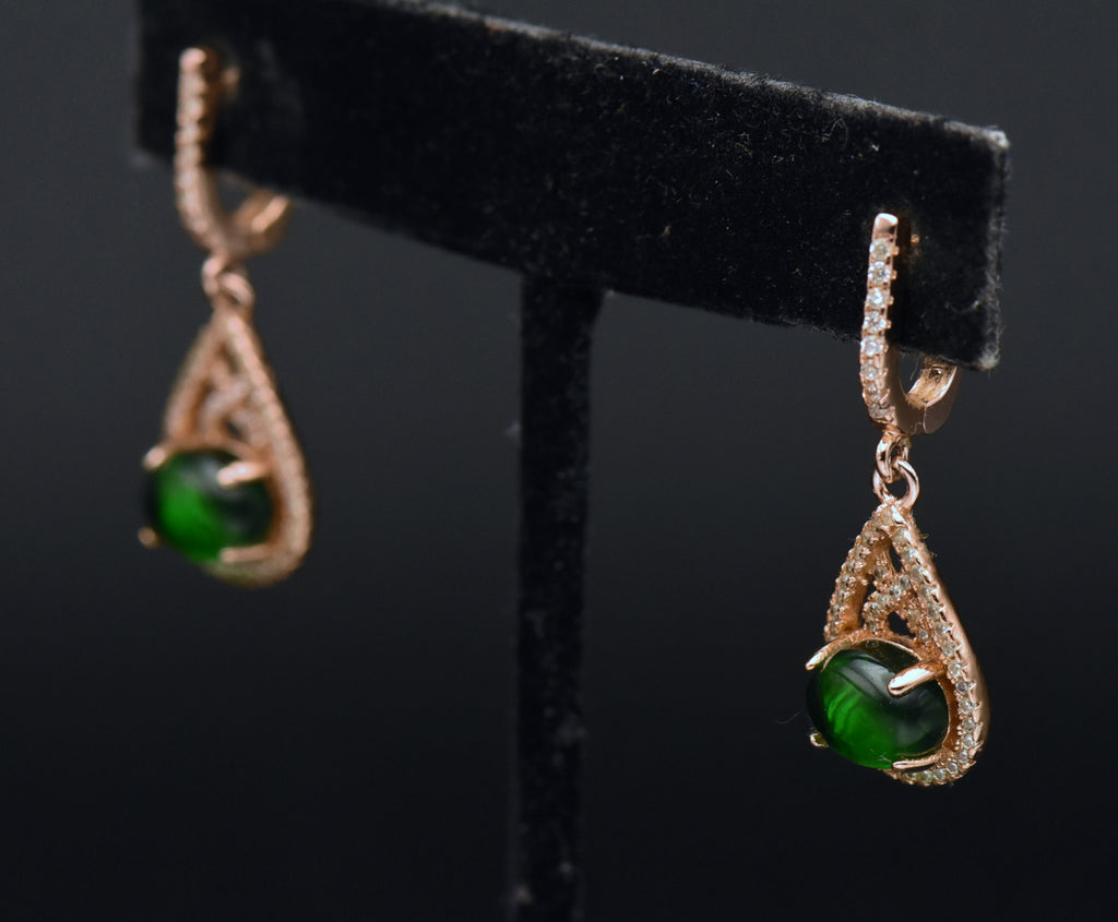 Vintage Rose Gold Tone Sterling Silver Dangle Earrings
