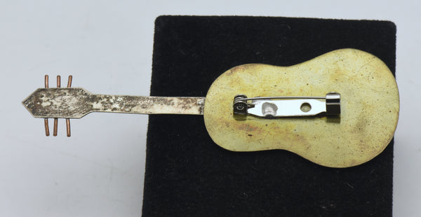 Vintage Handmade Metal Guitar Brooch