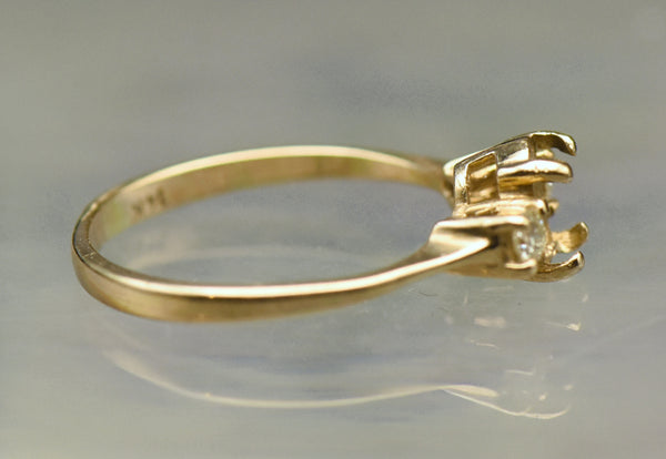 Vintage 14k Gold and Diamonds Semi-Mount Ring - Size 4