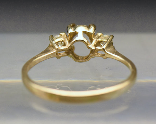 Vintage 14k Gold and Diamonds Semi-Mount Ring - Size 4