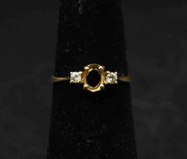 Vintage 14k Gold and Diamonds Semi-Mount Ring - Size 4