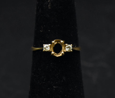 Vintage 14k Gold and Diamonds Semi-Mount Ring - Size 4