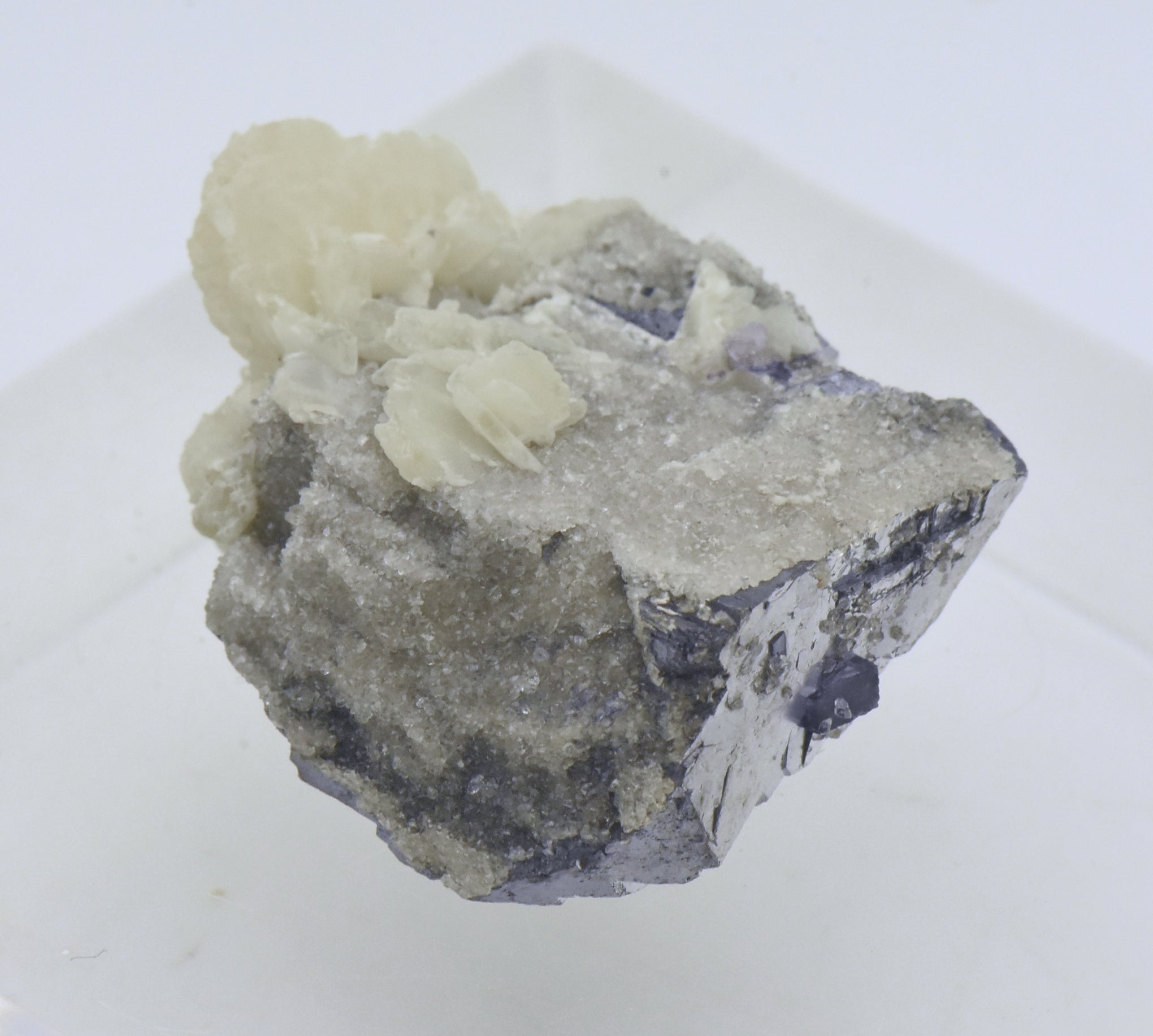 Galena with Barite, Quartz, and Fluorite Crystal Cluster Mineral Specimen - Illinois, USA