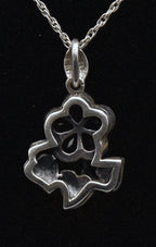 Vintage Red Garnet and Marcasite Sterling Silver Flower Pendant Necklace - 19.5"