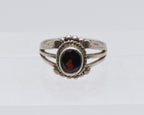 Vintage Red Garnet Sterling Silver Ring - Size 5.75