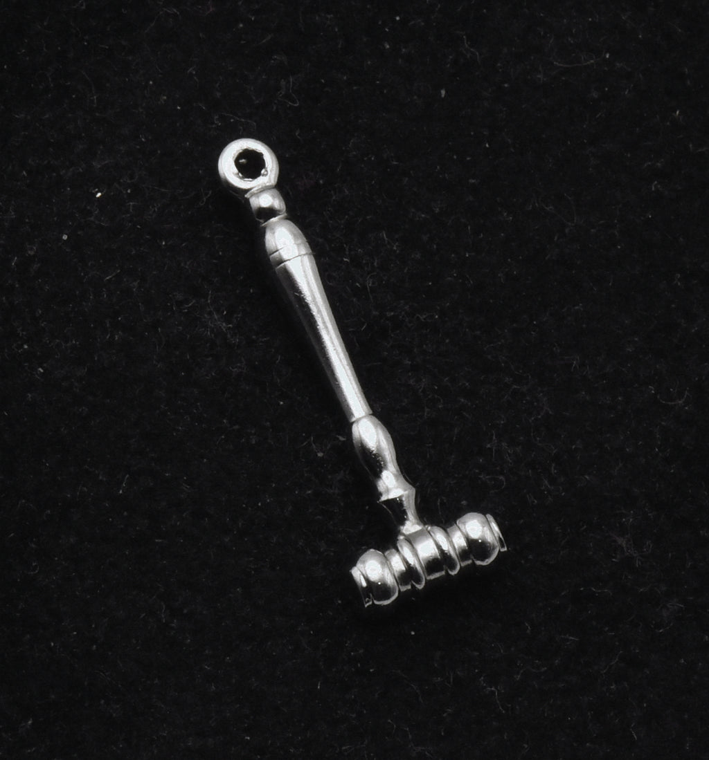Vintage Silver Tone Metal Gavel Charm