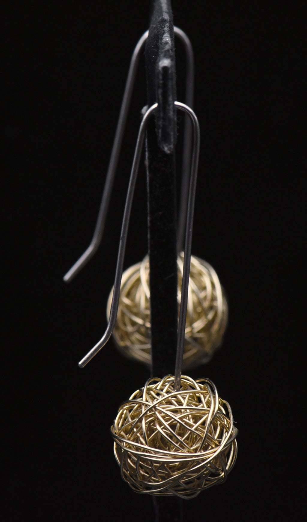 Vintage Handmade Sterling Silver and 14K Gold Wire Earrings