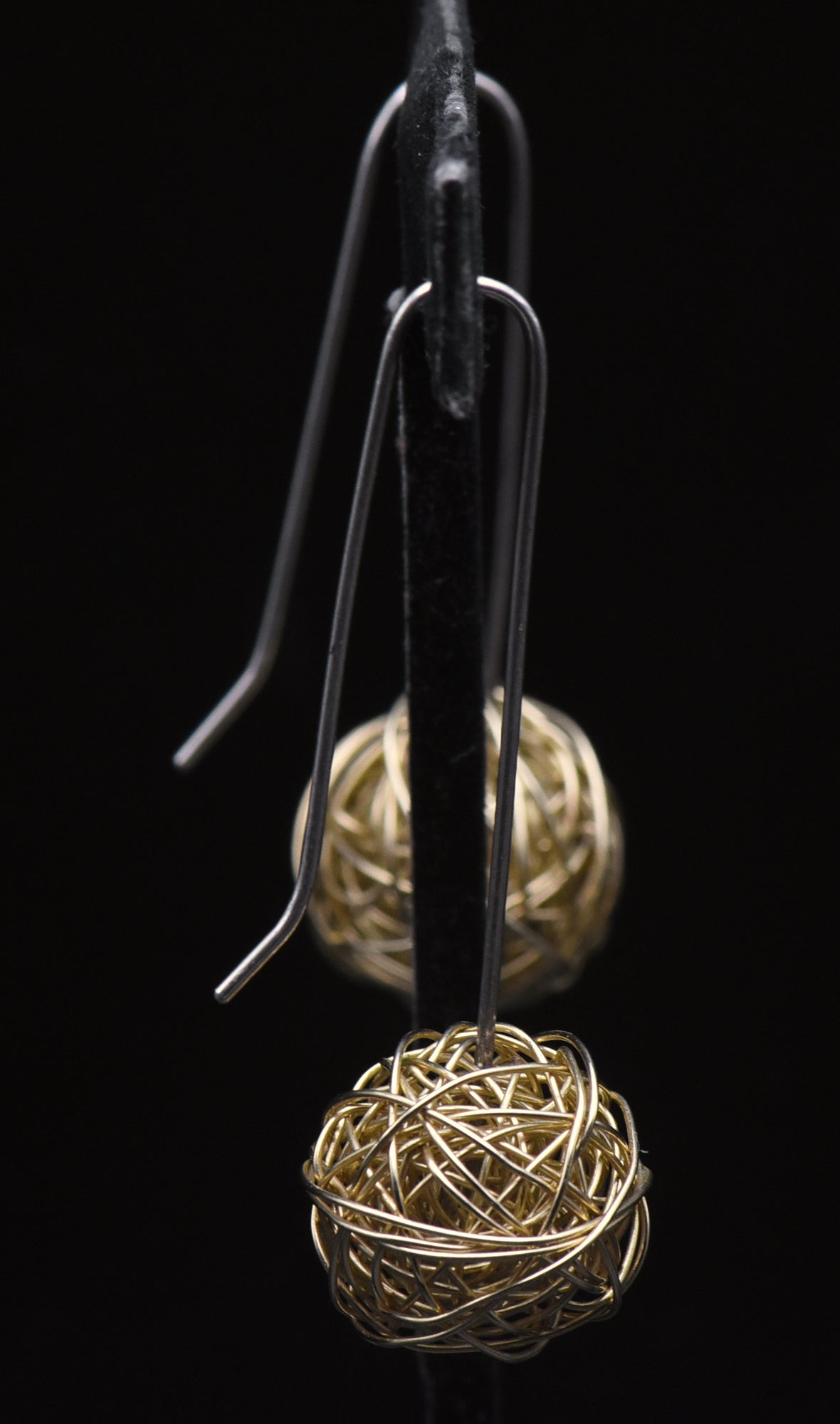 Vintage Handmade Sterling Silver and 14K Gold Wire Earrings