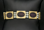 Handmade 14K Gold Link Bracelet with Hand-Carved Glass and Cultured Pearls - 7"