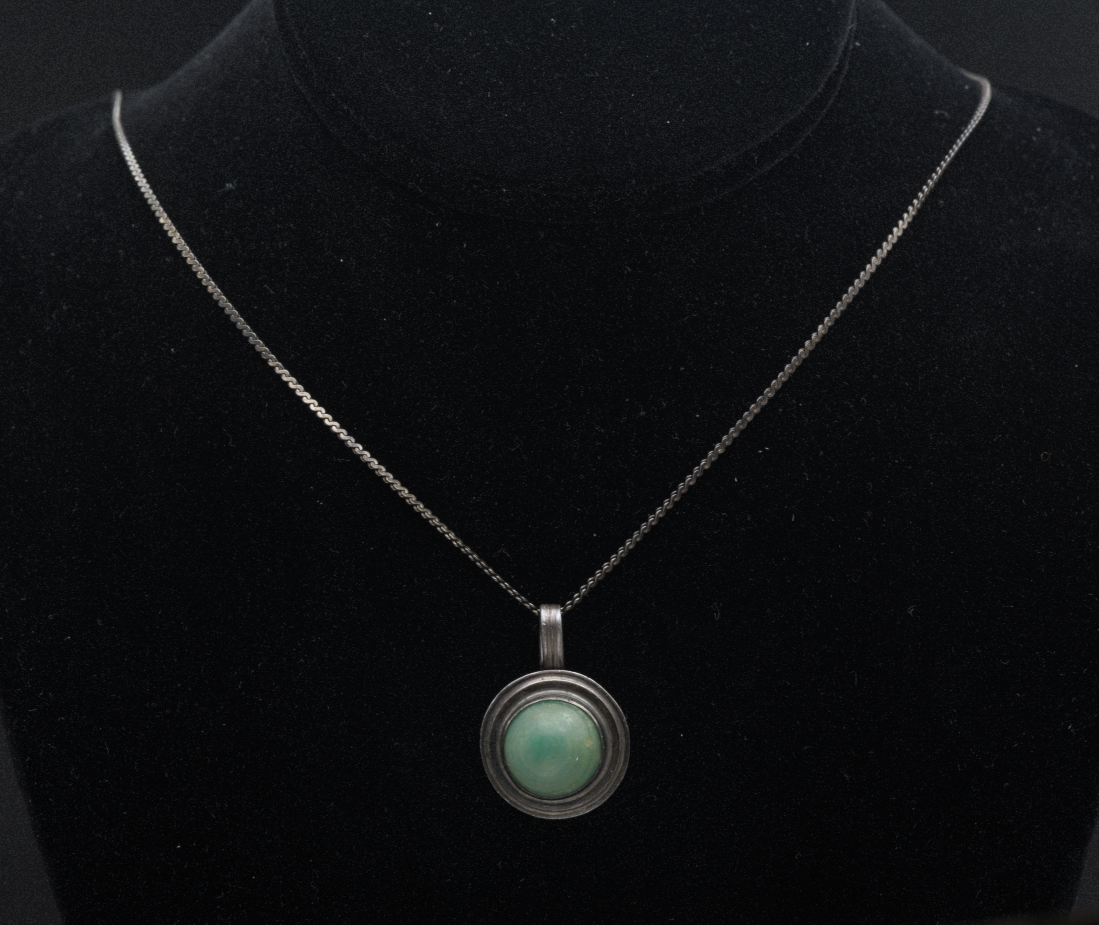 Vintage Handmade Mexican Calcite Pendant on Sterling Silver Chain Necklace - 20"