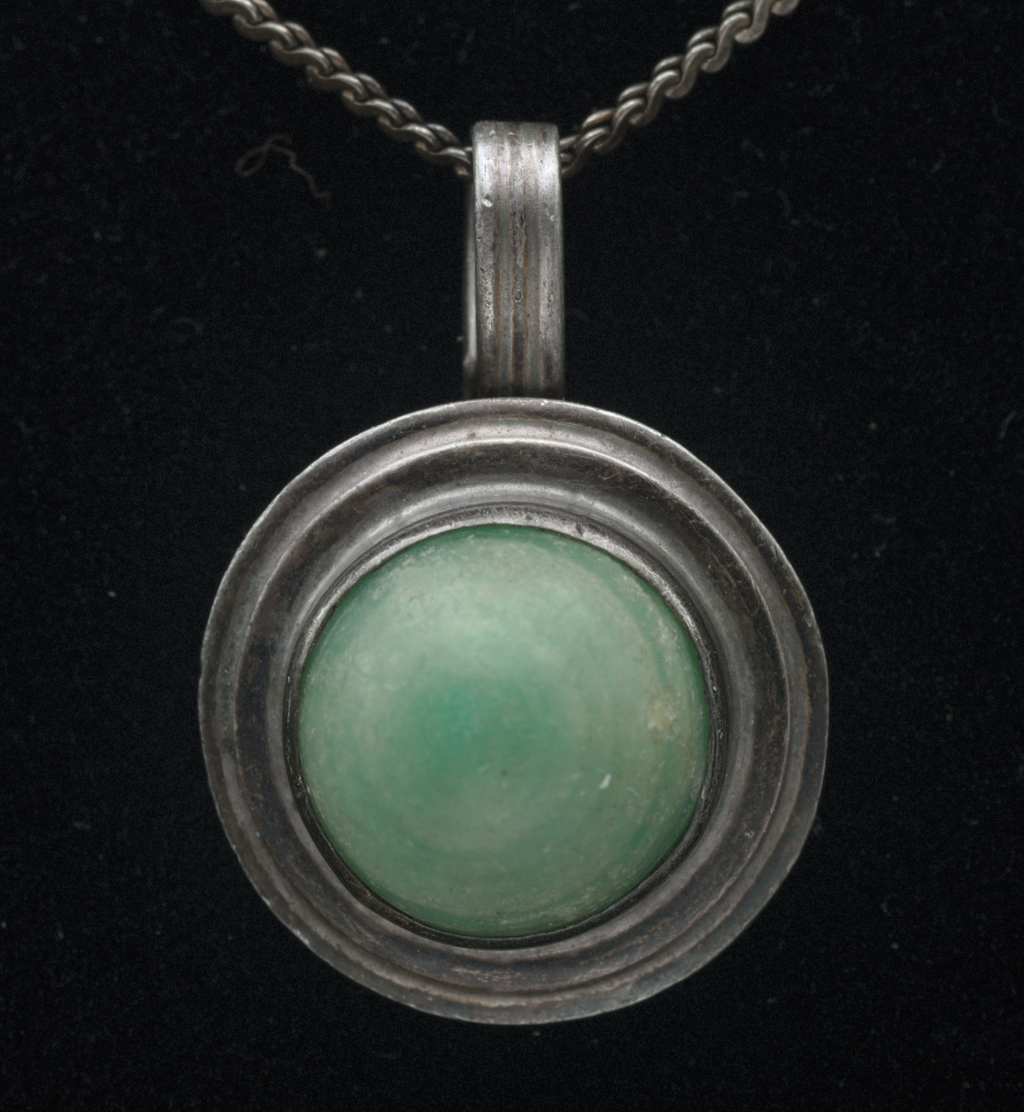 Vintage Handmade Mexican Calcite Pendant on Sterling Silver Chain Necklace - 20"