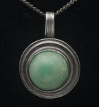 Vintage Handmade Mexican Calcite Pendant on Sterling Silver Chain Necklace - 20"