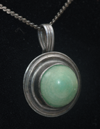 Vintage Handmade Mexican Calcite Pendant on Sterling Silver Chain Necklace - 20"
