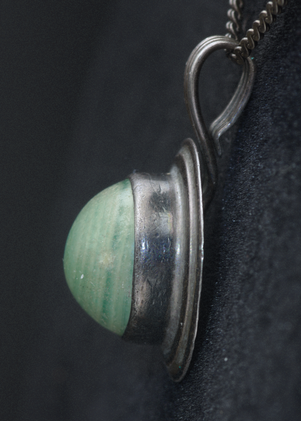 Vintage Handmade Mexican Calcite Pendant on Sterling Silver Chain Necklace - 20"