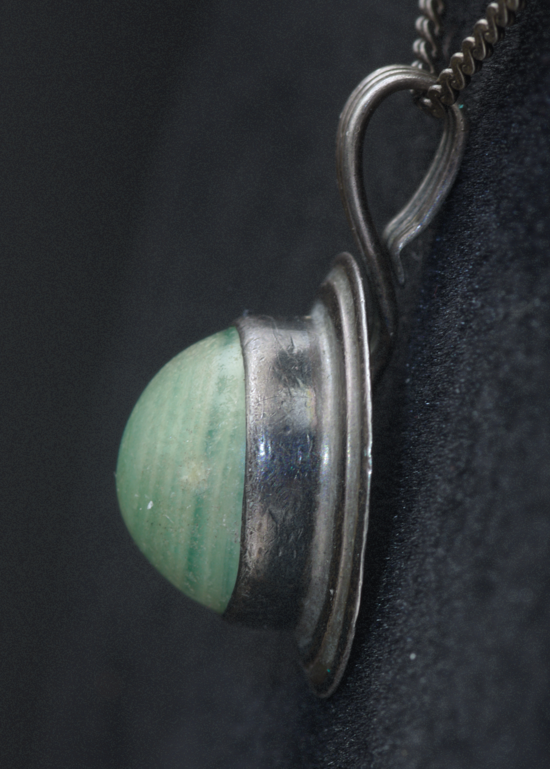 Vintage Handmade Mexican Calcite Pendant on Sterling Silver Chain Necklace - 20"