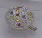 Stunning Colored Gemstones and Diamonds Chandelier Pendant on Multi-Strand Sterling Chain Necklace