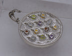 Stunning Colored Gemstones and Diamonds Chandelier Pendant on Multi-Strand Sterling Chain Necklace