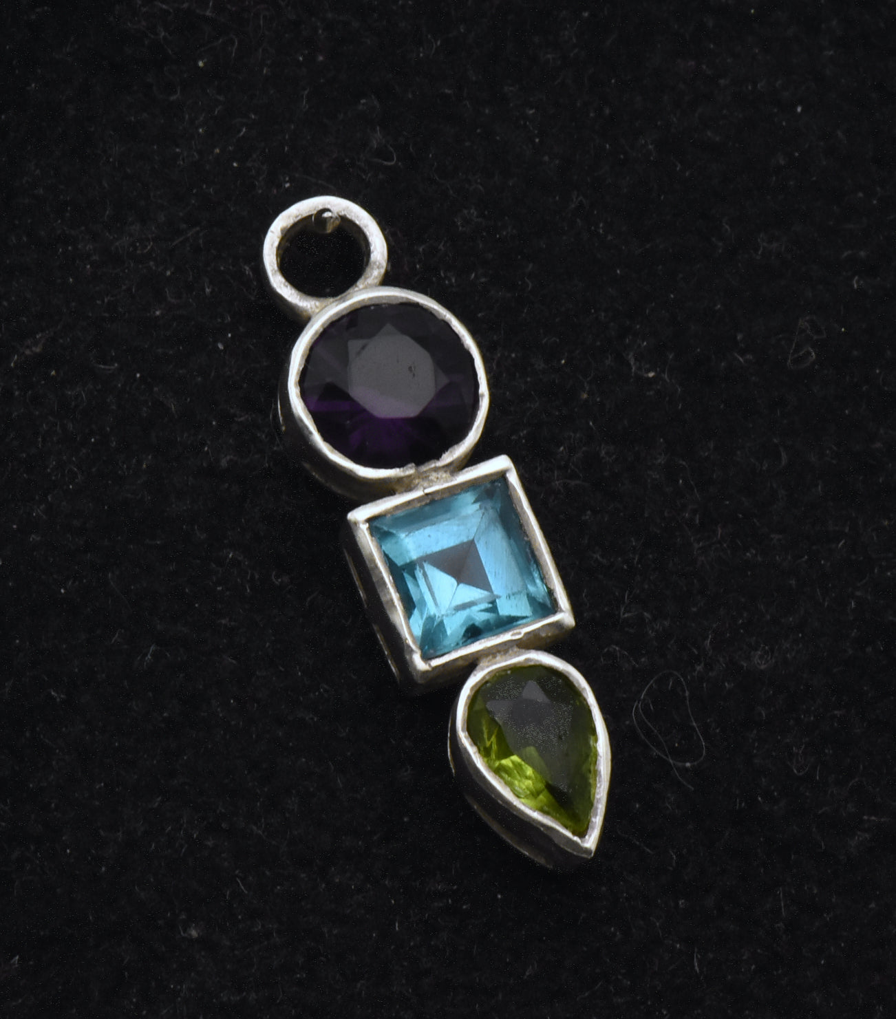 Vintage Sterling Silver Imitation Gemstones Pendant