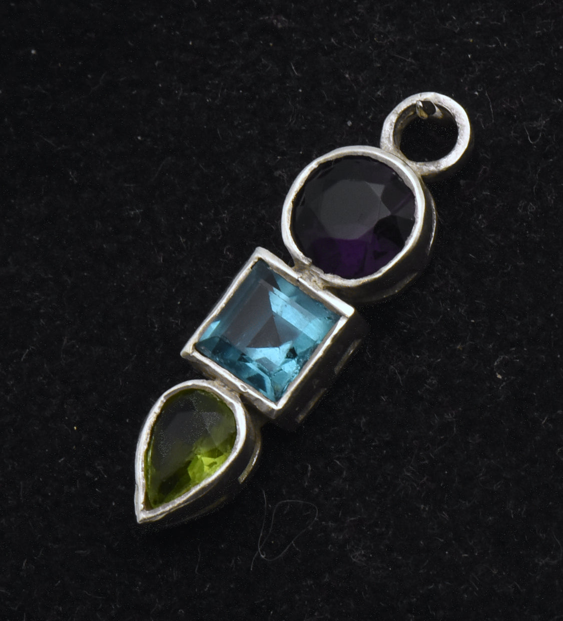 Vintage Sterling Silver Imitation Gemstones Pendant