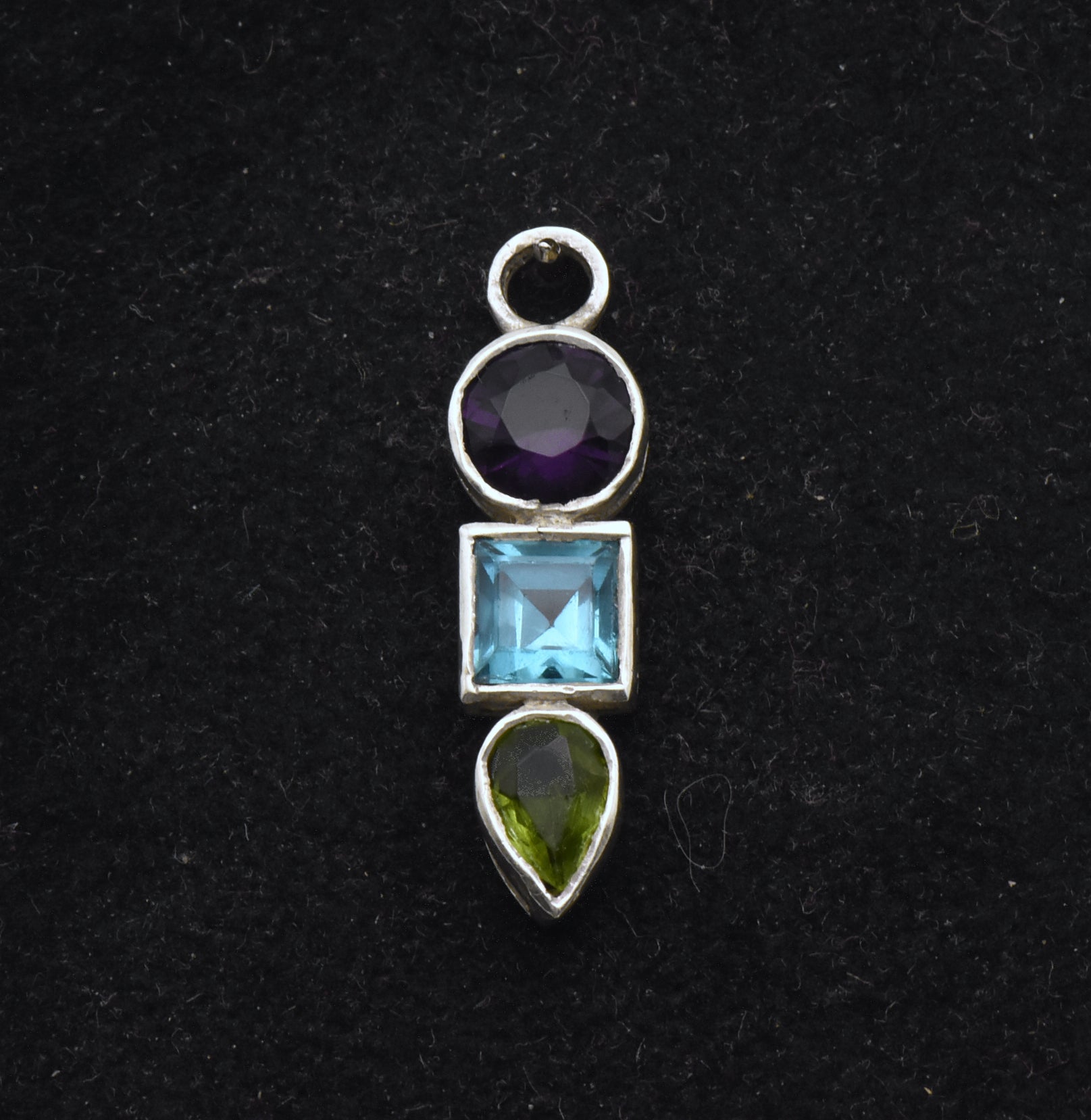 Vintage Sterling Silver Imitation Gemstones Pendant