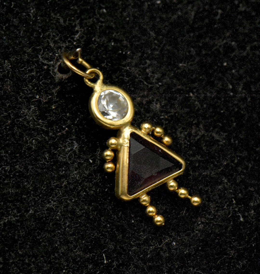 Vintage 14k Purple Crystal Girl Stick Figure Charm