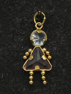 Vintage 14k Purple Crystal Girl Stick Figure Charm