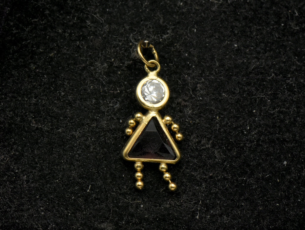 Vintage 14k Purple Crystal Girl Stick Figure Charm