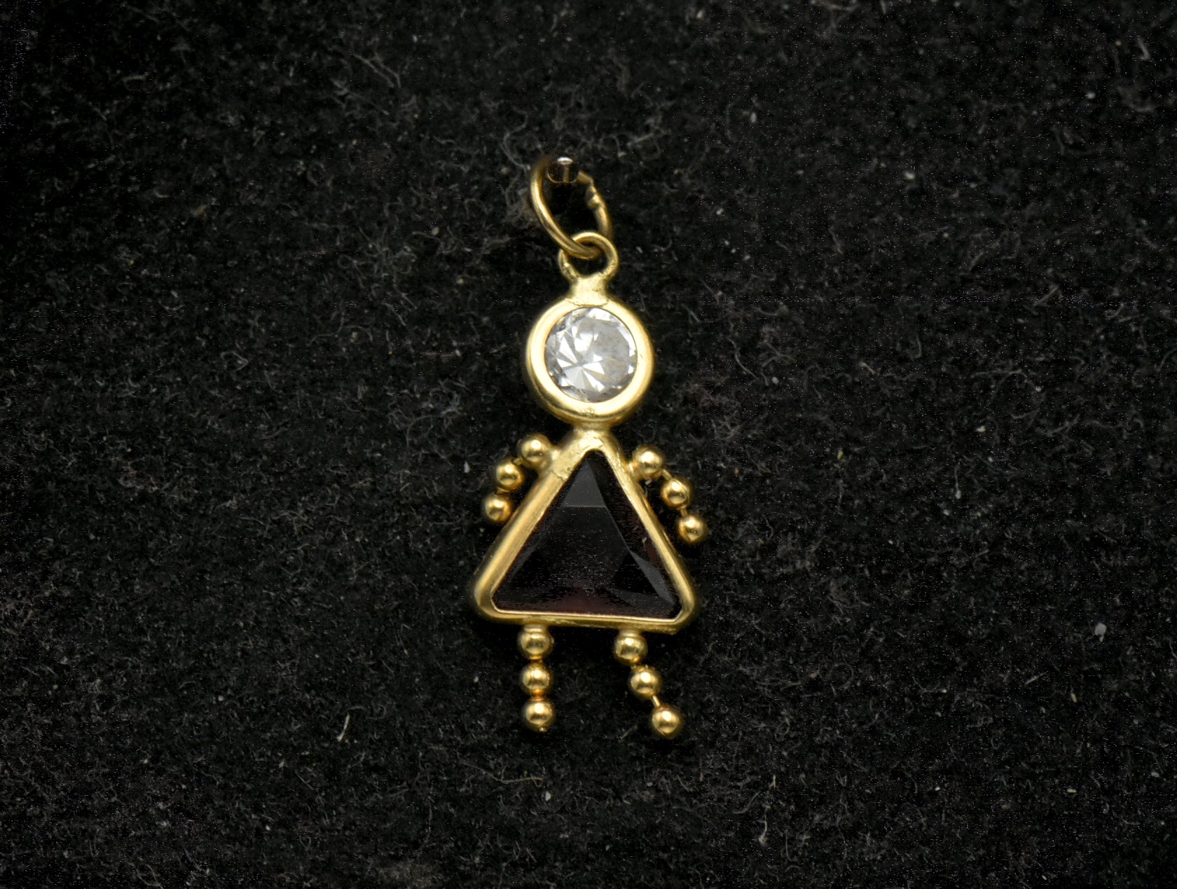 Vintage 14k Purple Crystal Girl Stick Figure Charm