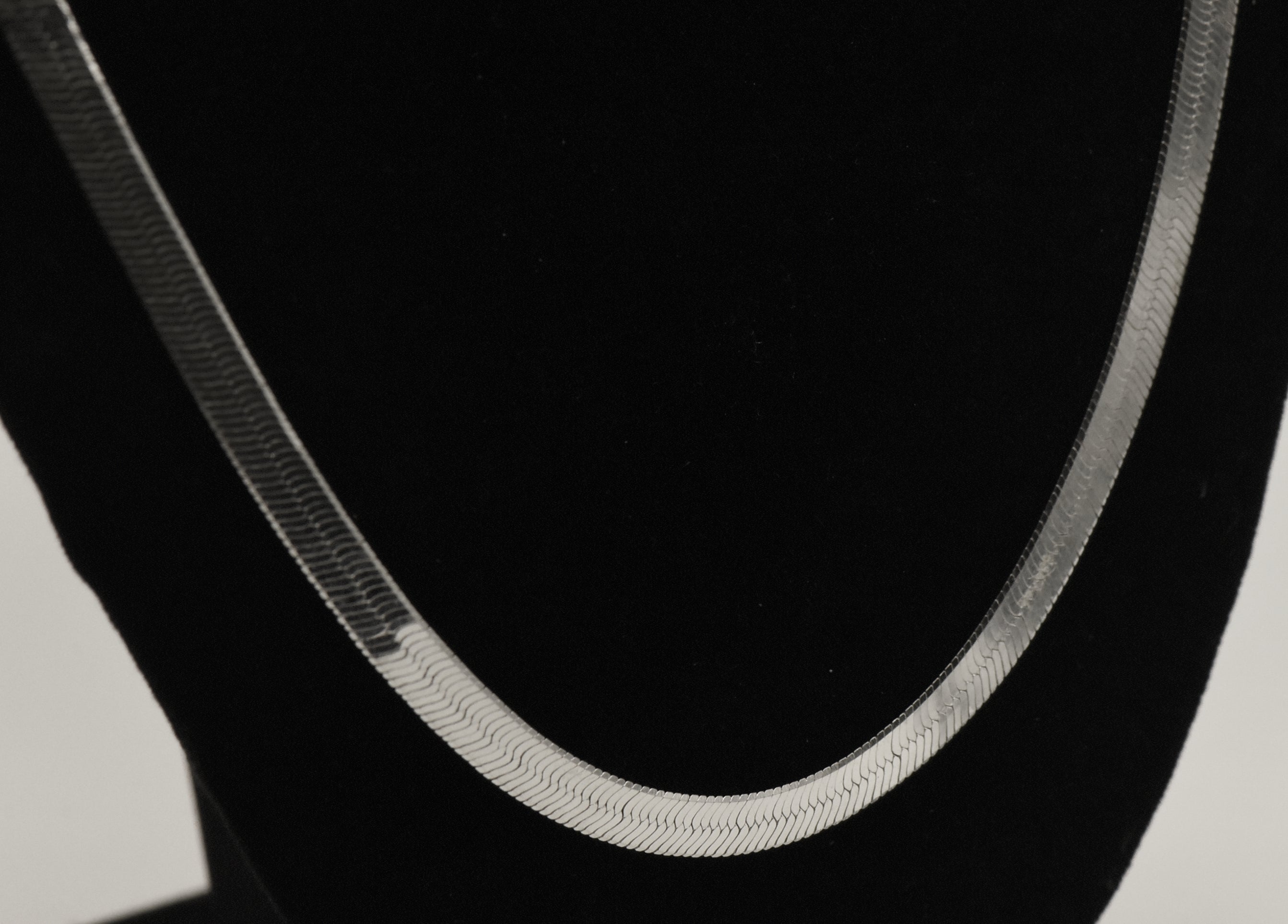 Vintage Italian Sterling Silver Herringbone Link Chain Necklace - 24"