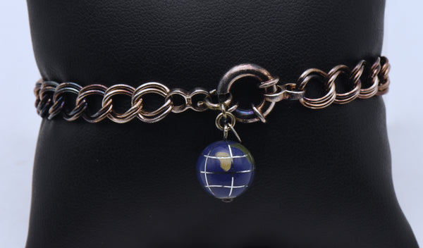 Vintage Sterling Silver Globe Charm Bracelet