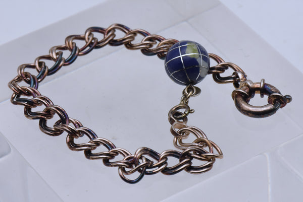 Vintage Sterling Silver Globe Charm Bracelet