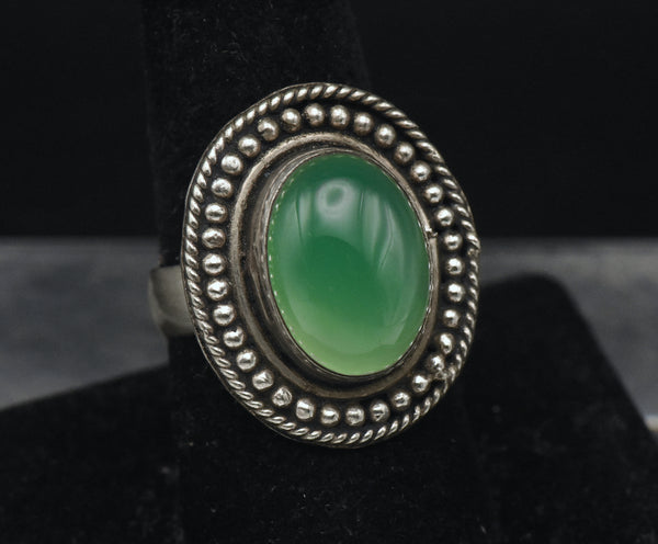 Vintage Handmade Green Onyx Ring - Size 8.25