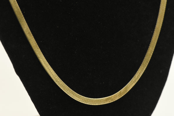 Vintage Italian Gold Tone Sterling Silver Reversible Herringbone Link Chain Necklace - 24"