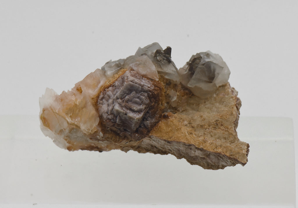 Calcite with Goethite Pseudomorph of Pyrite - Wales