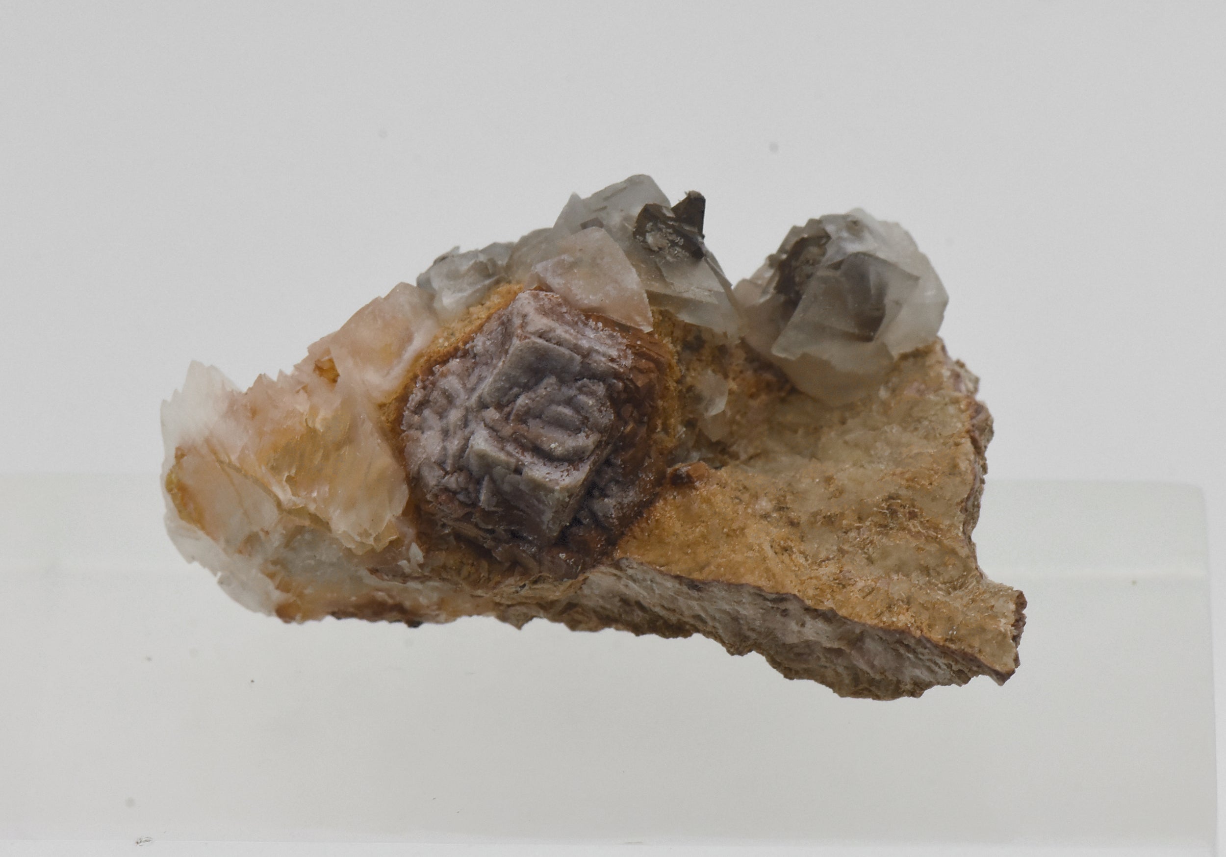Calcite with Goethite Pseudomorph of Pyrite - Wales