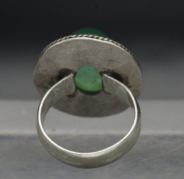 Vintage Handmade Green Onyx Ring - Size 8.25