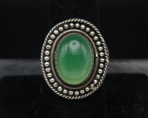 Vintage Handmade Green Onyx Ring - Size 8.25