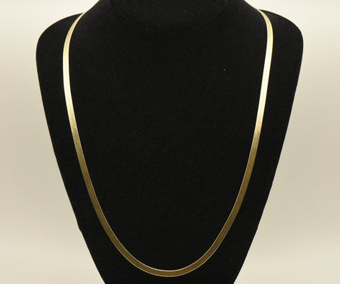 Vintage Italian Gold Tone Sterling Silver Reversible Herringbone Link Chain Necklace - 24"
