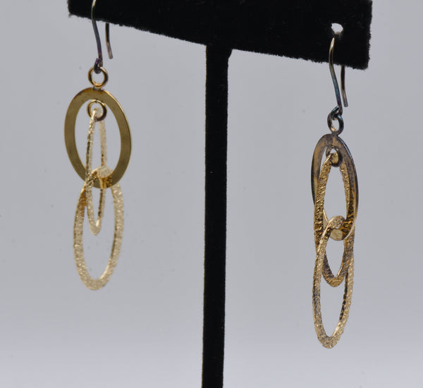 Gold Tone Metal Dangle Earrings