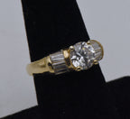 Vintage Gold Tone Sterling Silver Cubic Zirconia Ring - Size 7