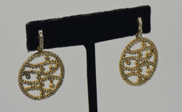 Vintage Gold Tone Sterling Silver Rhinestone Earrings