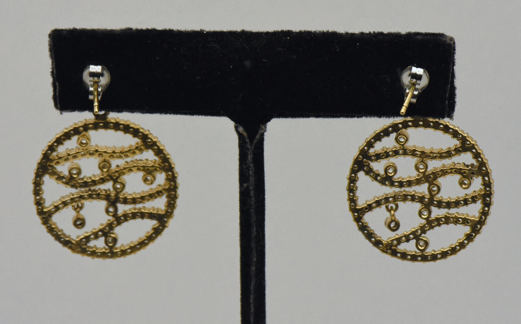 Vintage Gold Tone Sterling Silver Rhinestone Earrings