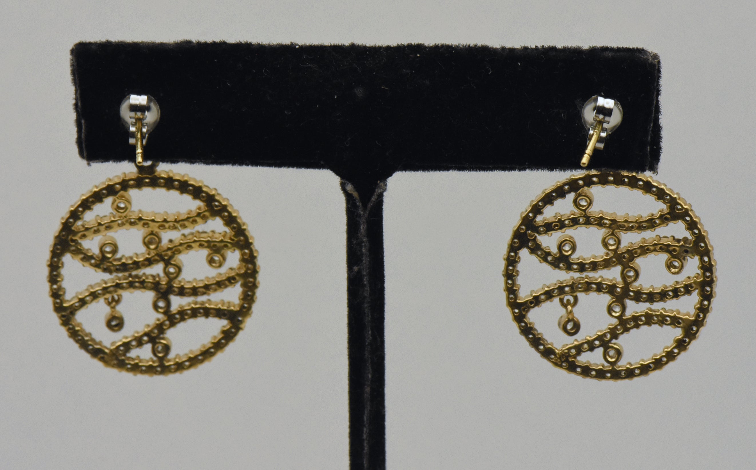 Vintage Gold Tone Sterling Silver Rhinestone Earrings