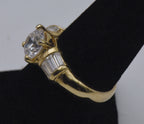 Vintage Gold Tone Sterling Silver Cubic Zirconia Ring - Size 7